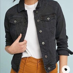 Anthropologie Pilcro Black Denim Jacket Cropped